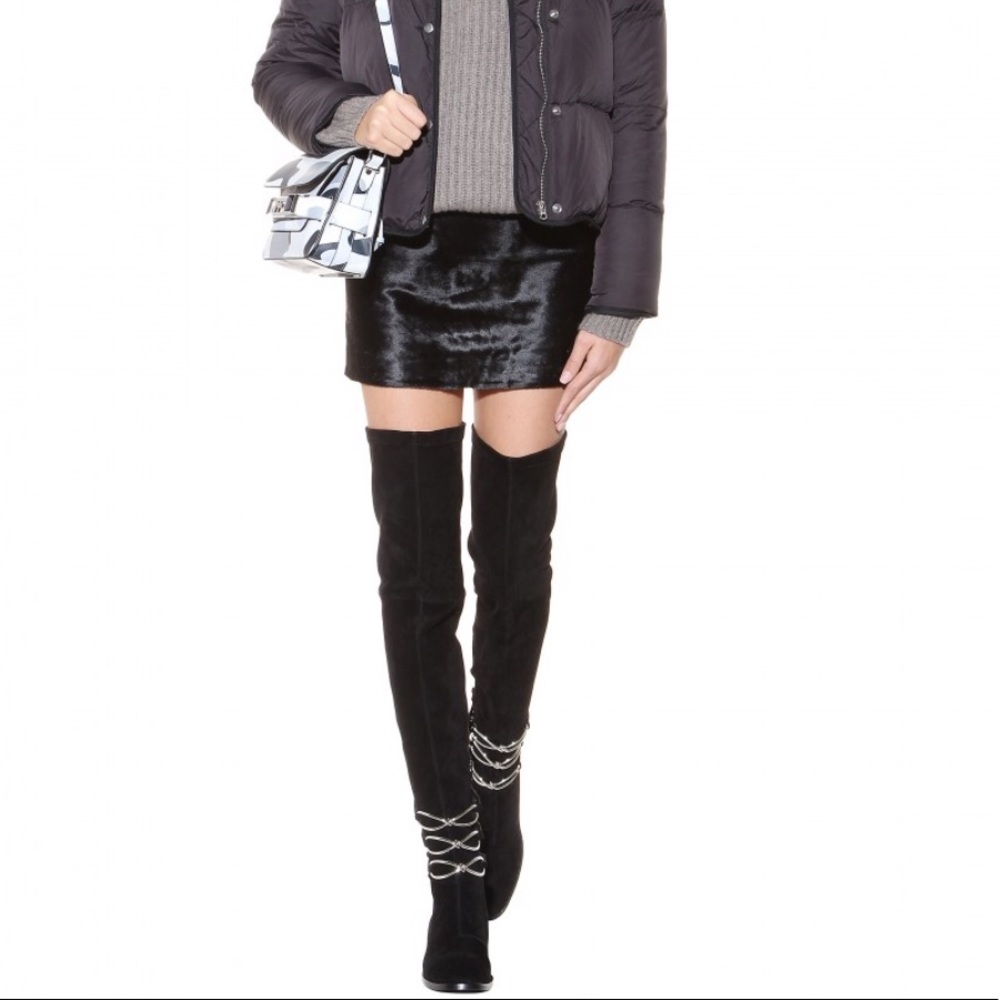 BALENCIAGA Suede Round-Toe Thigh-High Boot tieland